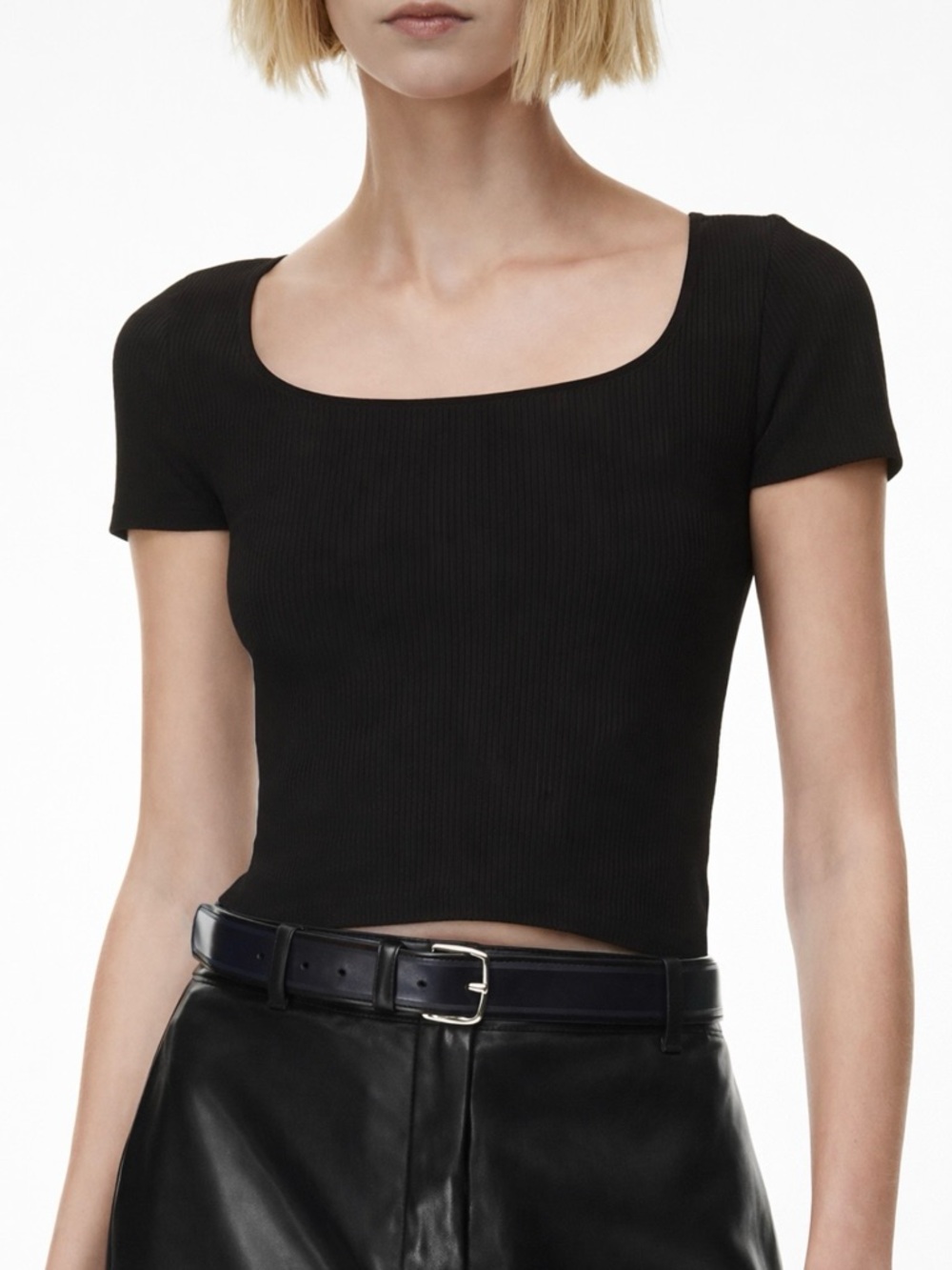 Aritzia Babaton Sculpt Knit Squareneck Top Black Size S